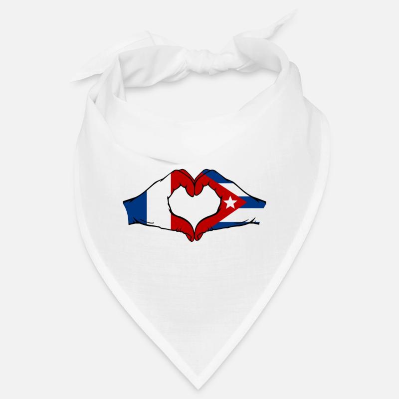France Cuba Drapeau Mains Coeur Forme Bandana