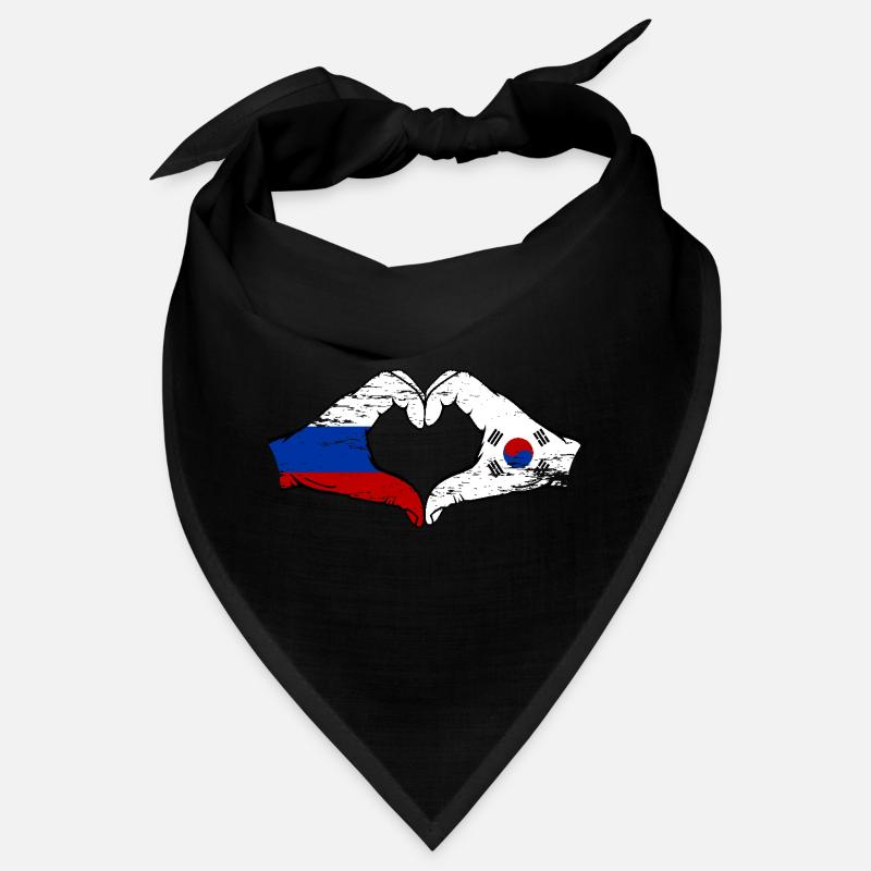 Russie Corée du Sud drapeau mains forme coeur utilisé Bandana