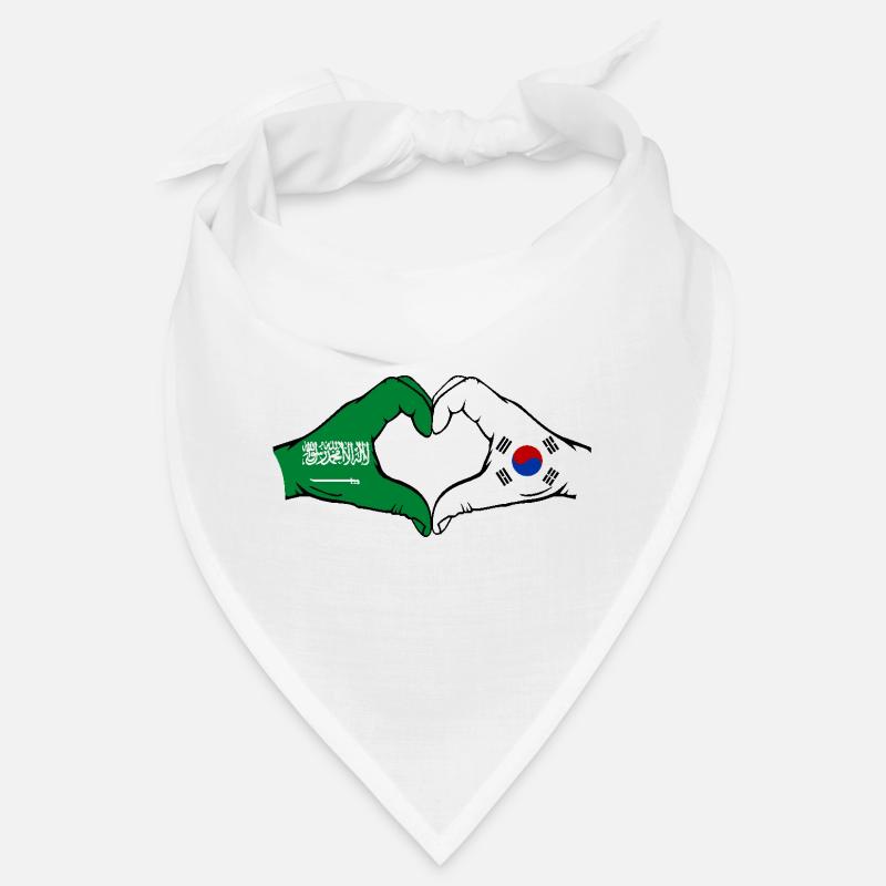 Arabie Saoudite Corée du Sud Drapeau Mains Coeur Forme Bandana