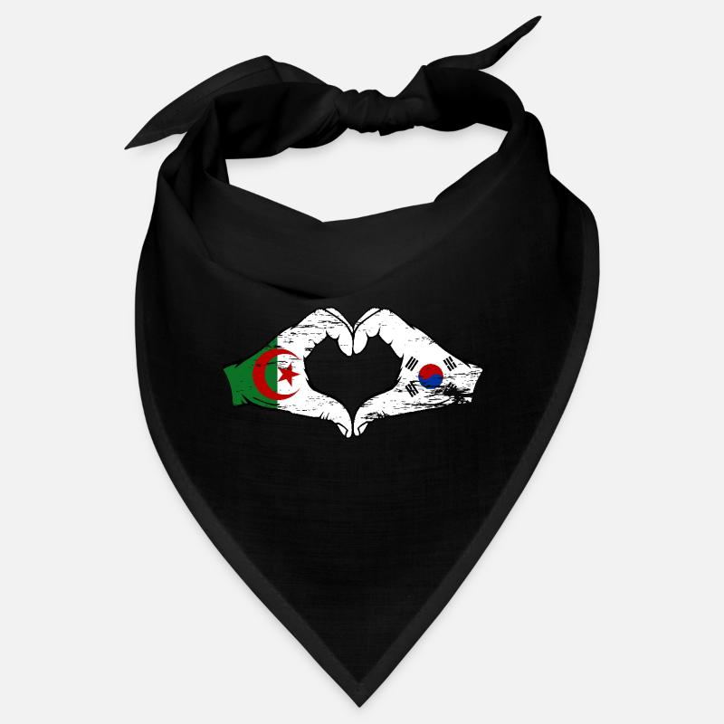 Algérie Corée du Sud Drapeau Mains Coeur Forme Utilisé Bandana