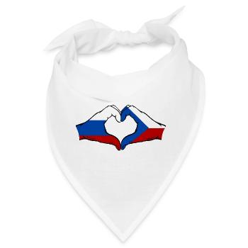 Russland Tschechien Flagge Hände Herzform - Bandana - Weiß - Vorne