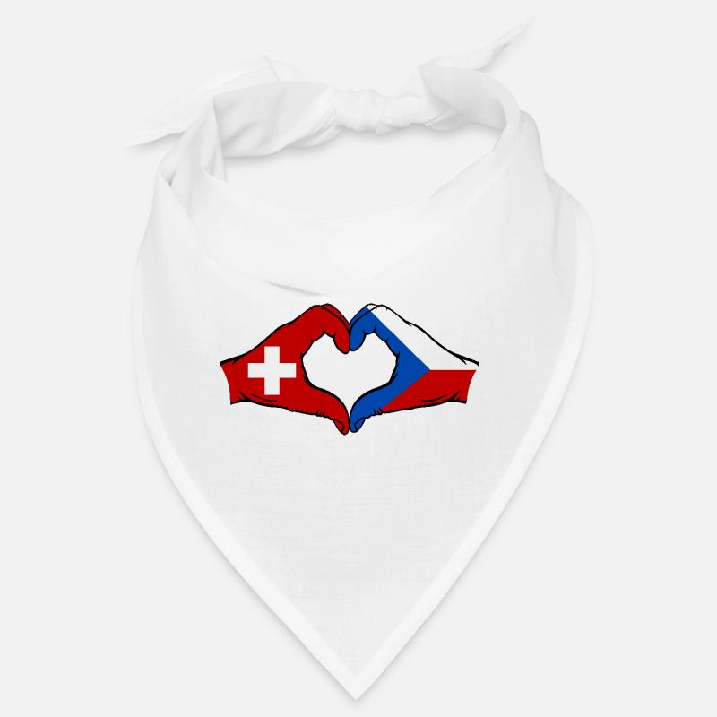 Suisse République tchèque drapeau mains forme de coeur Bandana