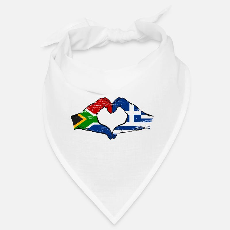 Afrique du Sud Grèce Drapeau Mains Coeur Forme Utilisé Bandana