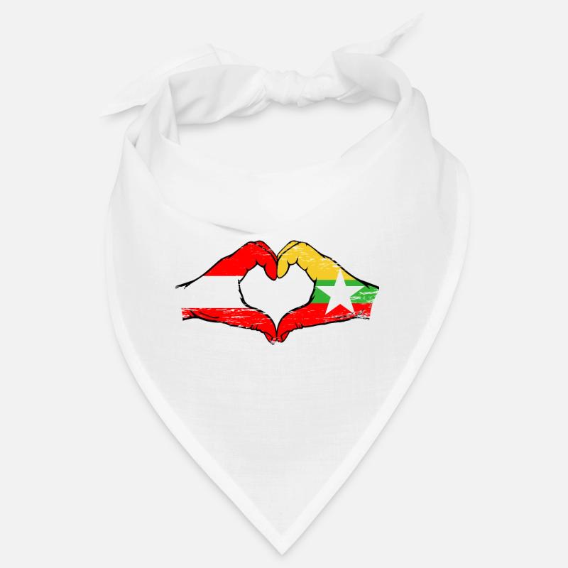 Autriche Myanmar drapeau mains forme de coeur utilisé Bandana