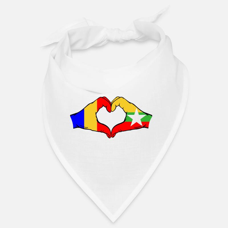 Roumanie Myanmar Drapeau Mains Coeur Forme Bandana
