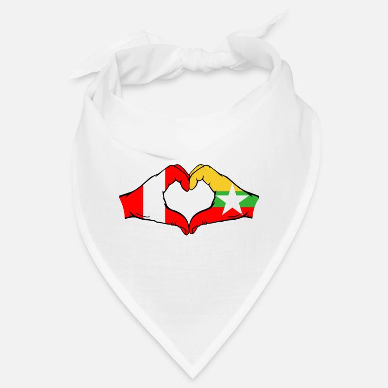 Pérou Myanmar Drapeau Mains Coeur Forme Bandana