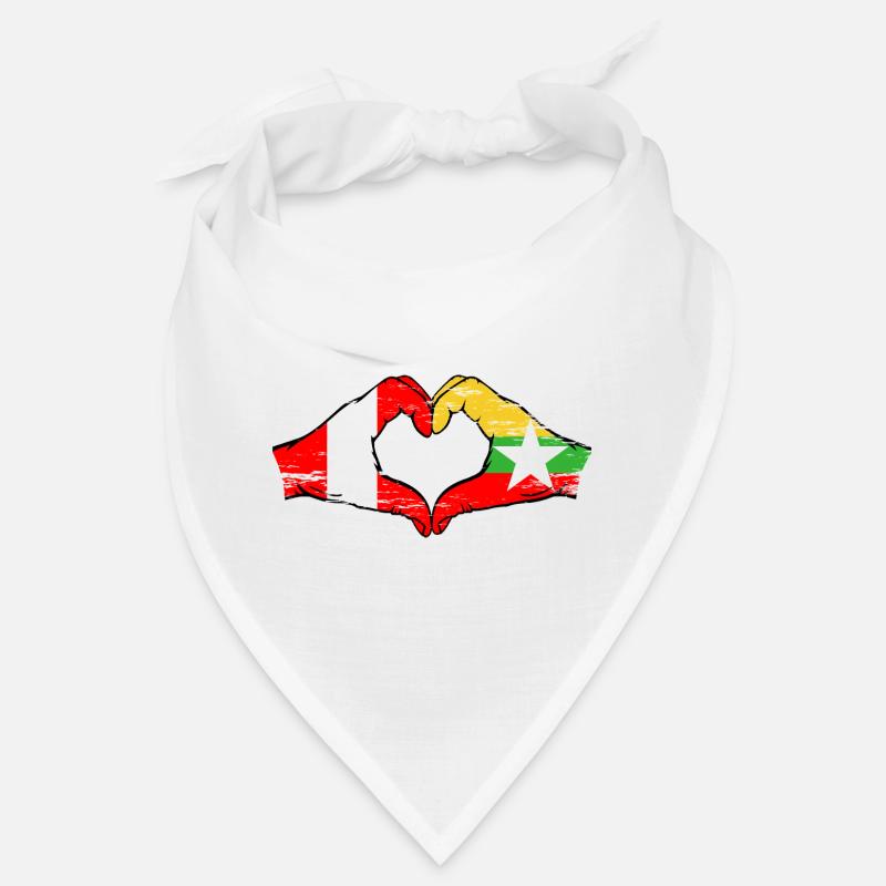 Pérou Myanmar drapeau mains forme de coeur utilisé Bandana