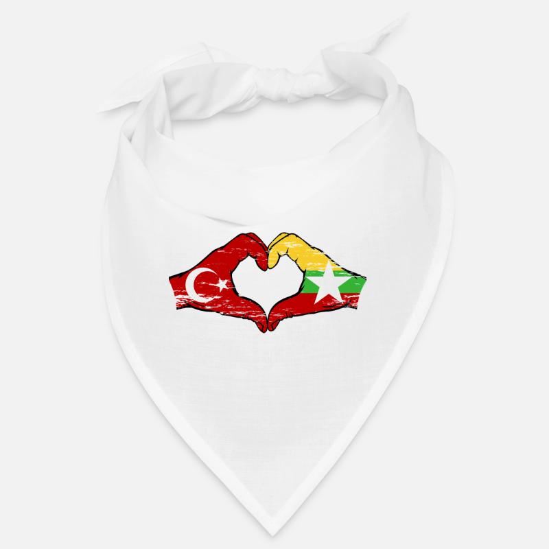 Turquie Myanmar drapeau mains forme de coeur utilisé Bandana