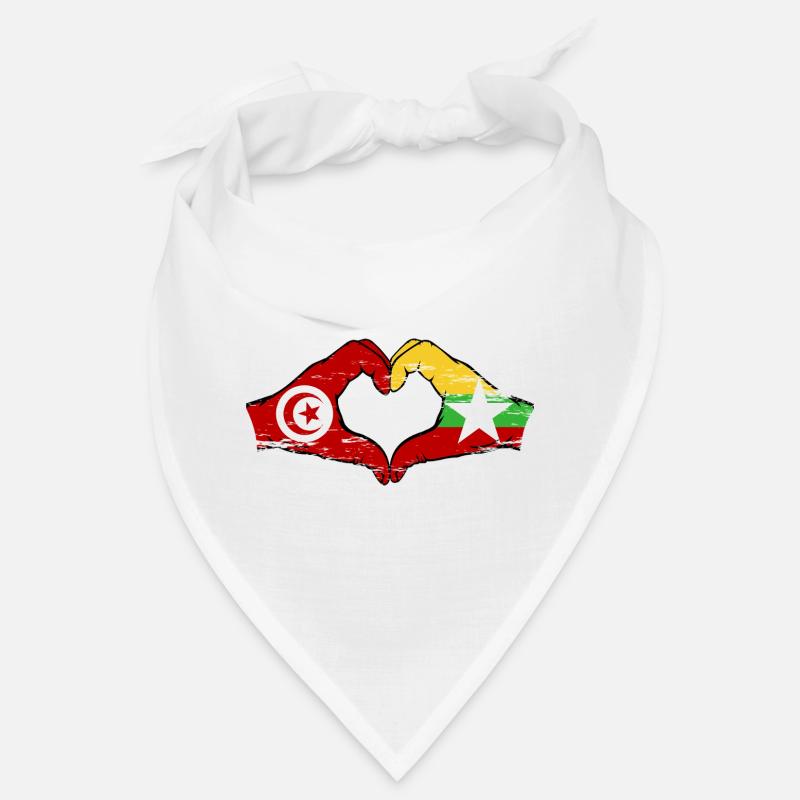Tunisie Myanmar drapeau mains forme de coeur utilisé Bandana