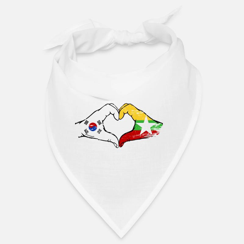 Corée du Sud Myanmar drapeau mains forme de coeur utilisé Bandana