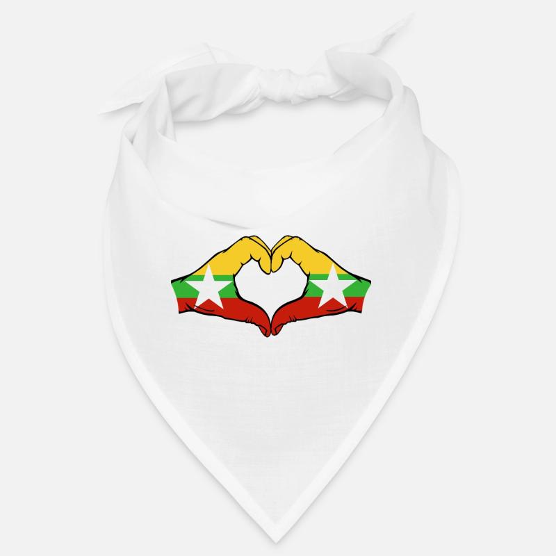 Drapeau du Myanmar mains forme de coeur Bandana