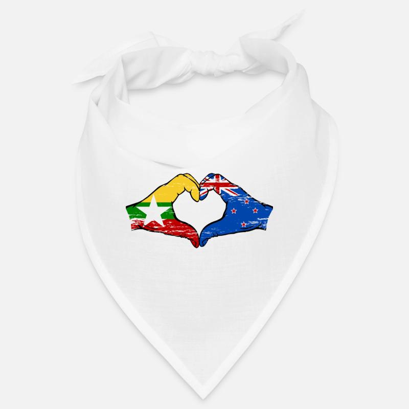 Myanmar Nouvelle-Zélande drapeau mains forme coeur utilisé Bandana