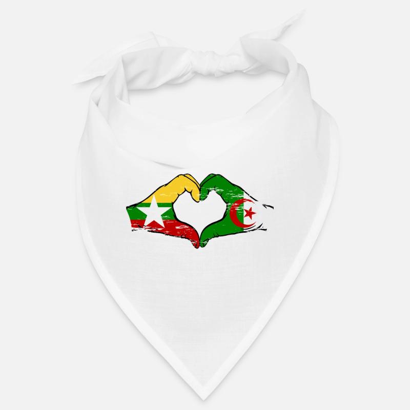 Myanmar Algérie drapeau mains forme de coeur utilisé Bandana