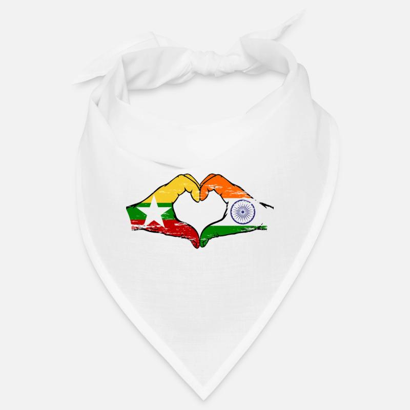 Myanmar Inde drapeau mains forme de coeur utilisé Bandana