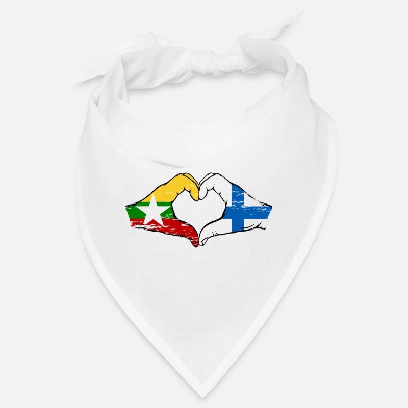 Myanmar Finlande drapeau mains forme de coeur utilisé Bandana