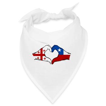 Georgien Chile Flagge Hände Herzform - Bandana - Weiß - Vorne