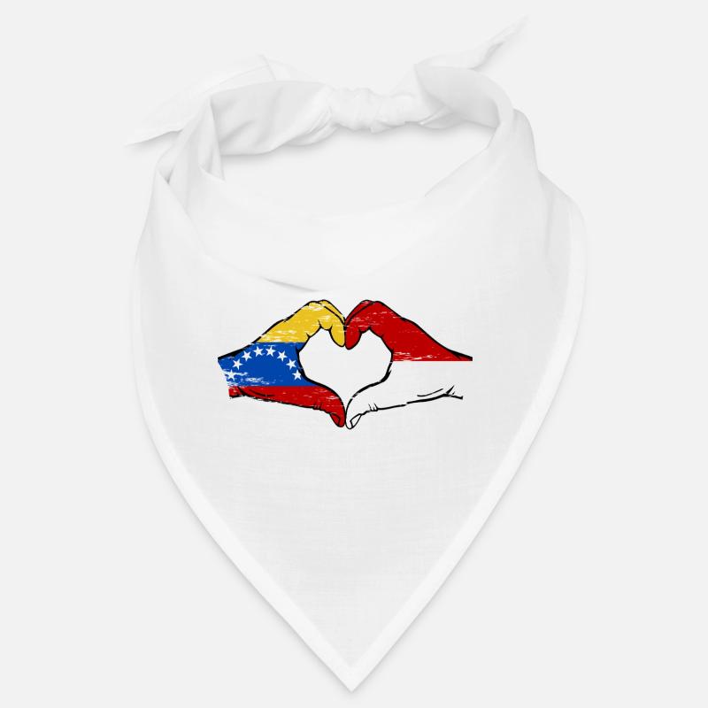 Venezuela Indonésie Drapeau Mains Coeur Forme Utilisé Bandana