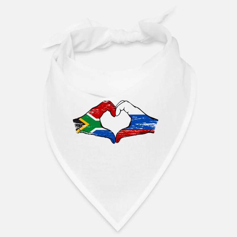 Afrique du Sud Russie Drapeau Mains Coeur Forme Utilisé Bandana