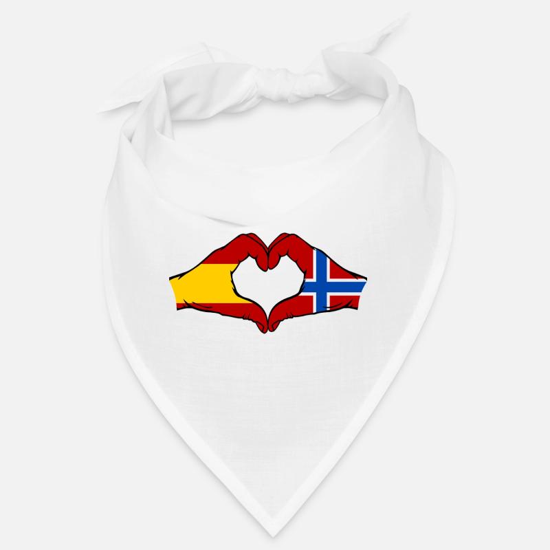 Spain Norway Flag Hands Heart Bandana