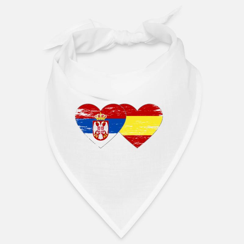 Serbie Espagne Drapeau Mains Coeur Forme Utilisé - Bandana - blanc