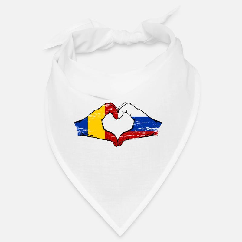 Roumanie Russie Drapeau Mains Coeur Forme Utilisé Bandana