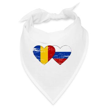 Rumänien Russland Flagge Herz used - Bandana - Weiß - Vorne