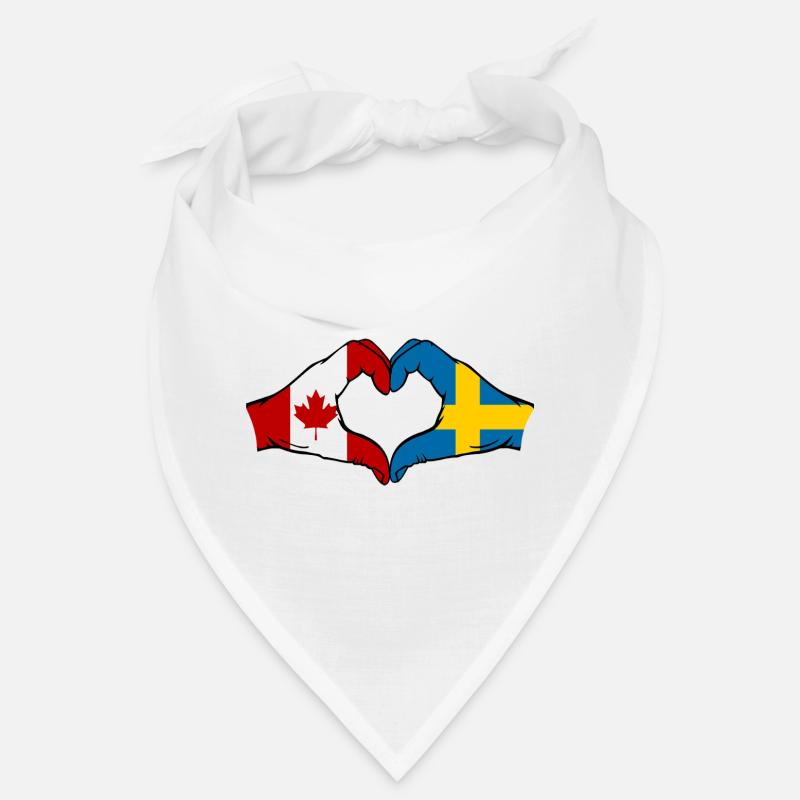 Canada Suède Drapeau Mains Coeur Forme Bandana