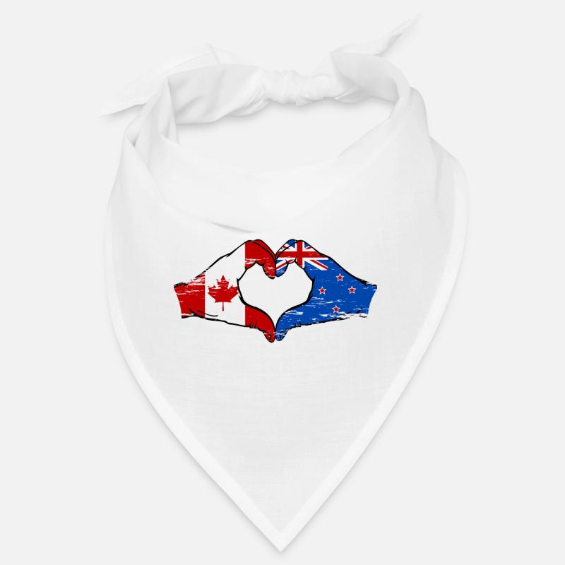 Mains du drapeau du Canada de la Nouvelle-Zélande en forme de coeur utilisé Bandana