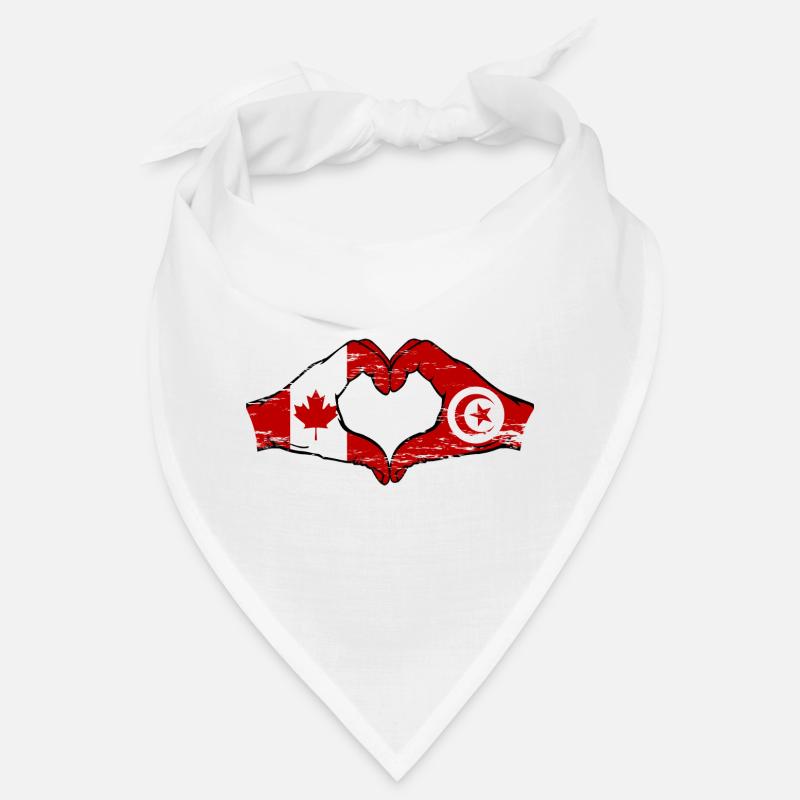 Drapeau du Canada Tunisie mains en forme de coeur utilisé Bandana