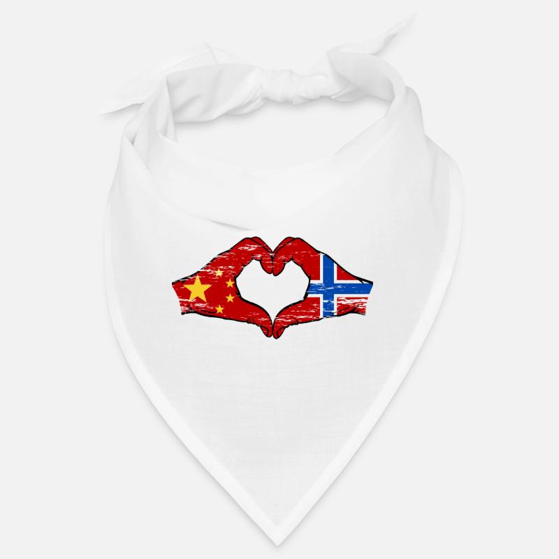 China Norway flag hands heart shape used Bandana