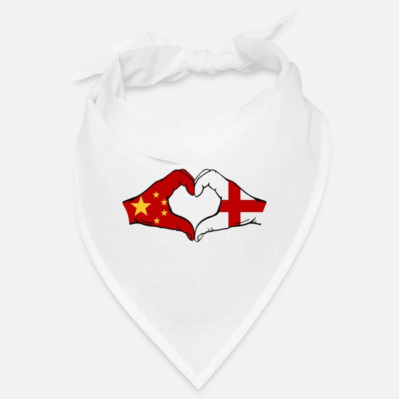 Chine Angleterre Drapeau Mains Coeur Forme Bandana