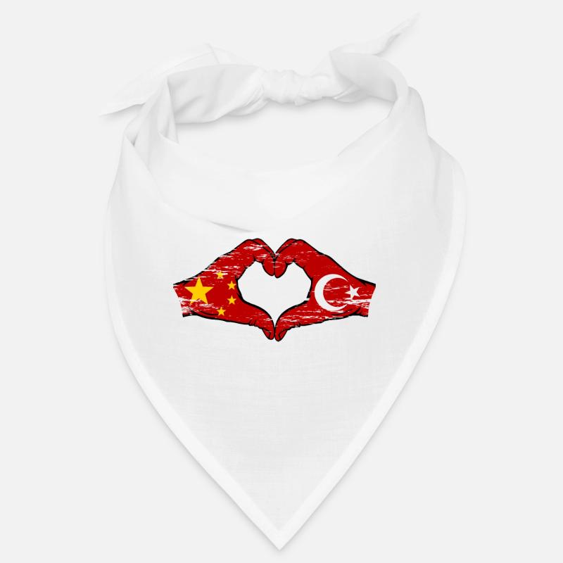 Chine Turquie drapeau mains forme coeur utilisé Bandana