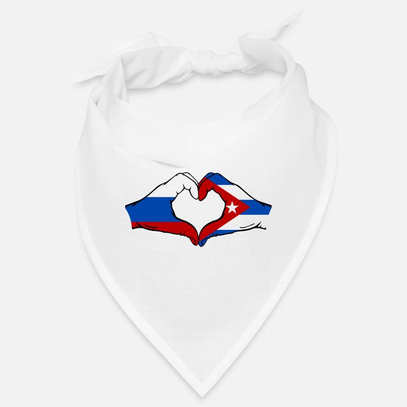 Russie Cuba Drapeau Mains Coeur Forme Bandana