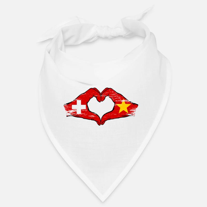 Suisse Vietnam Drapeau Mains Coeur Forme Utilisé Bandana