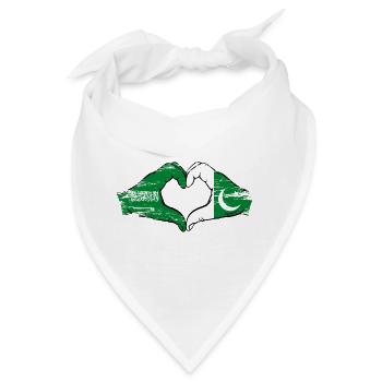 Saudi Arabien Pakiastan Flagge Hände Herzform used - Bandana - Weiß - Vorne