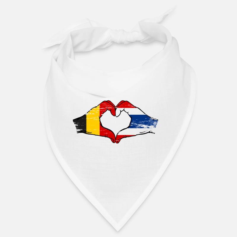 Belgique Drapeau de la Thaïlande mains forme de coeur utilisé Bandana