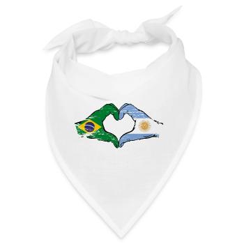 Brasilien Argentinien Flagge Hände Herzform used - Bandana - Weiß - Vorne