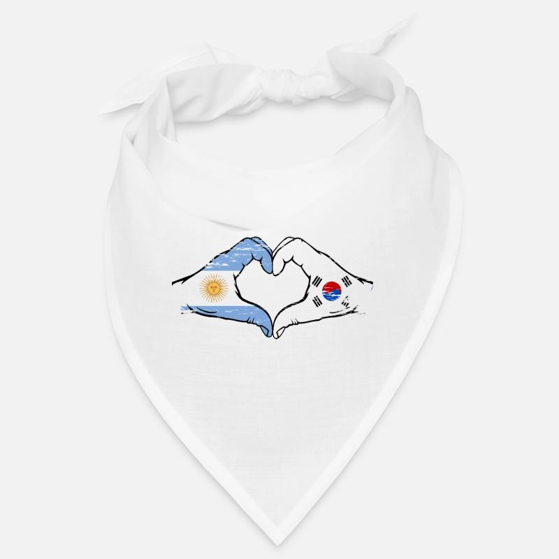Argentine Corée du Sud Drapeau Mains Coeur Forme Utilisé Bandana