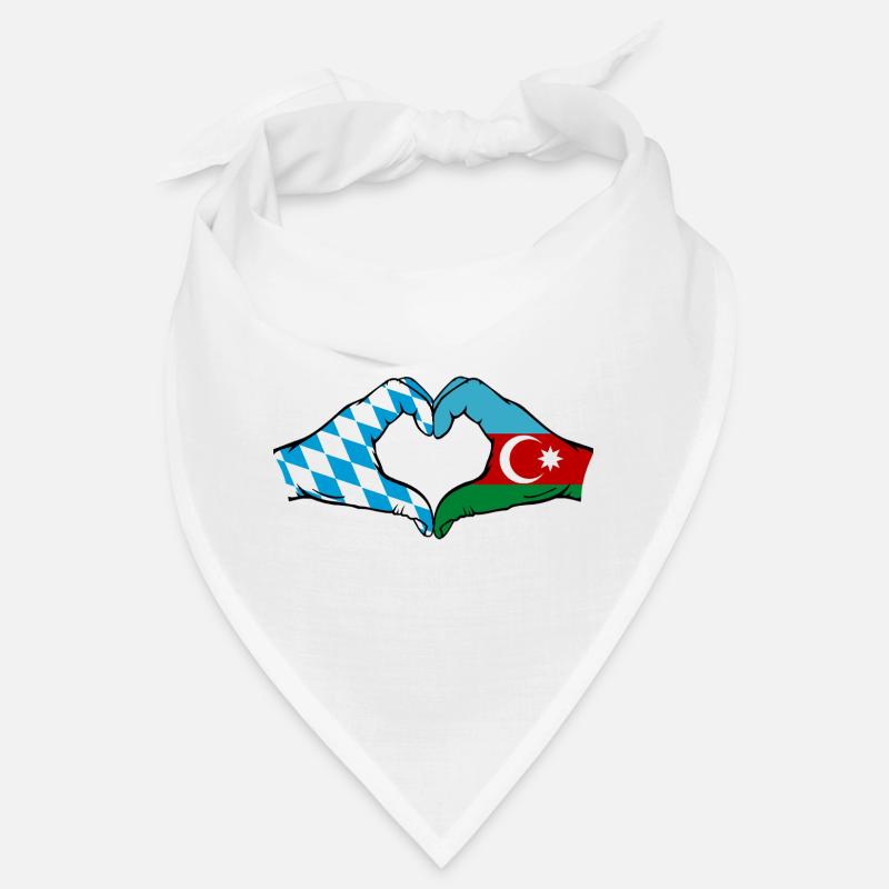 Bavière, Azerbaïdjan, Drapeau, Mains, Forme de coeur Bandana