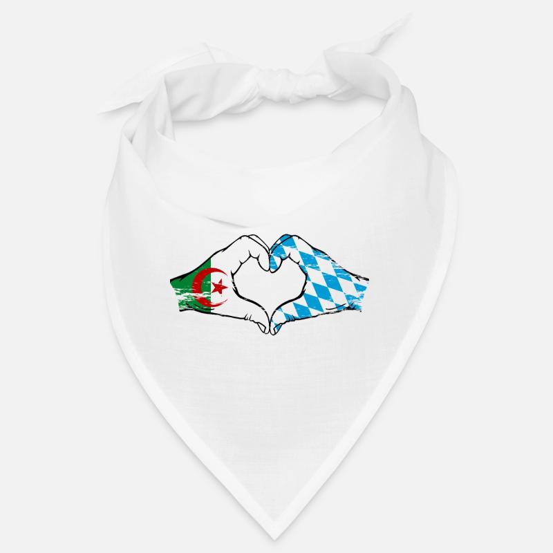 Algérie Bavière Drapeau Mains Coeur Forme Utilisé Bandana