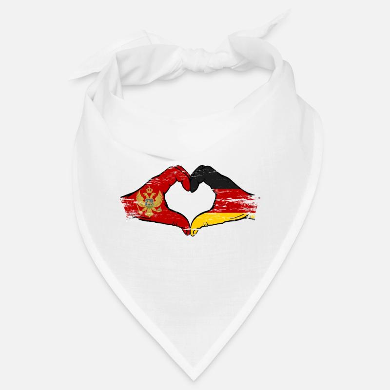 Monténégro Allemagne Drapeau Mains Coeur Forme Utilisé Bandana