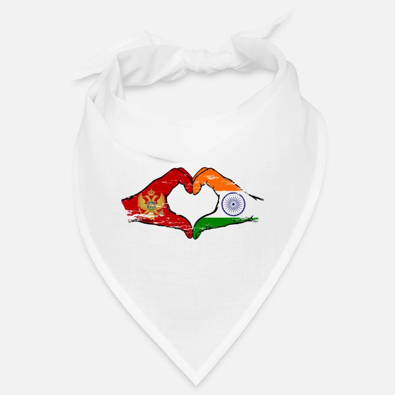 Monténégro Inde drapeau mains forme de coeur utilisé Bandana