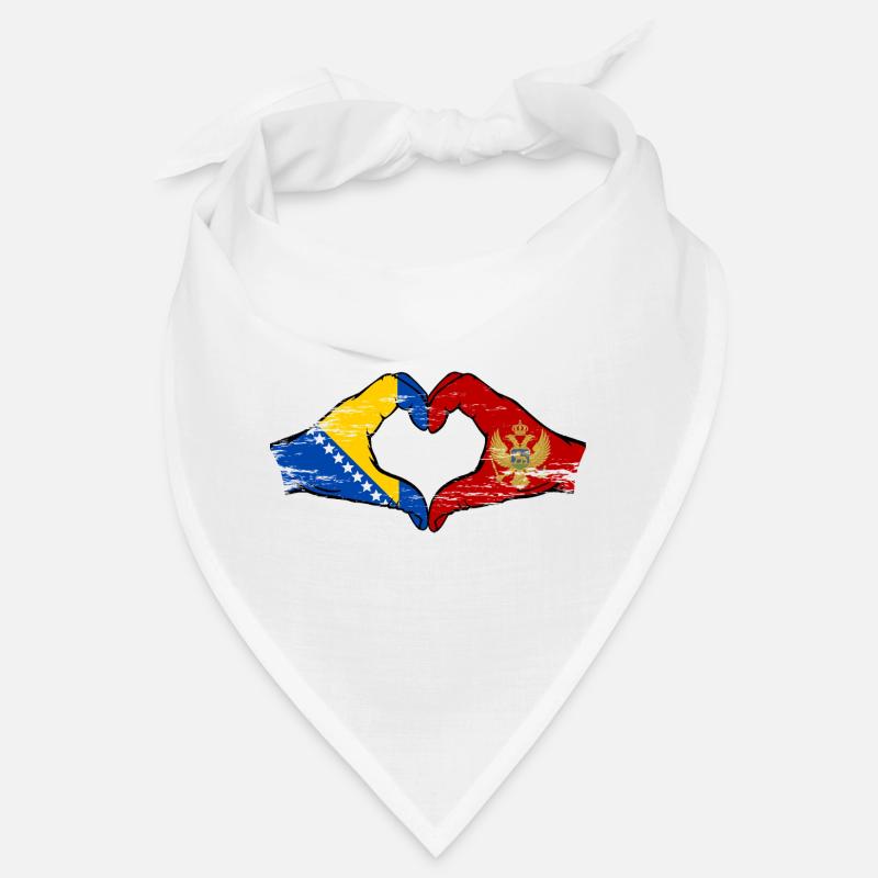 Bosnie Monténégro drapeau mains forme de coeur utilisé Bandana