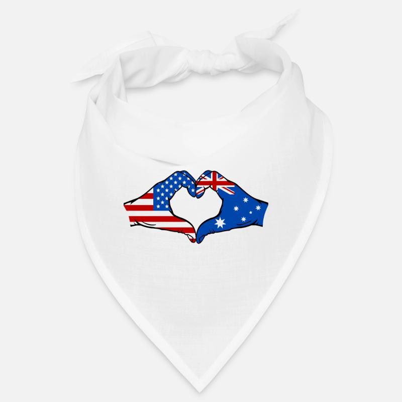 États-Unis, Australie, drapeau, main, forme de coeur Bandana