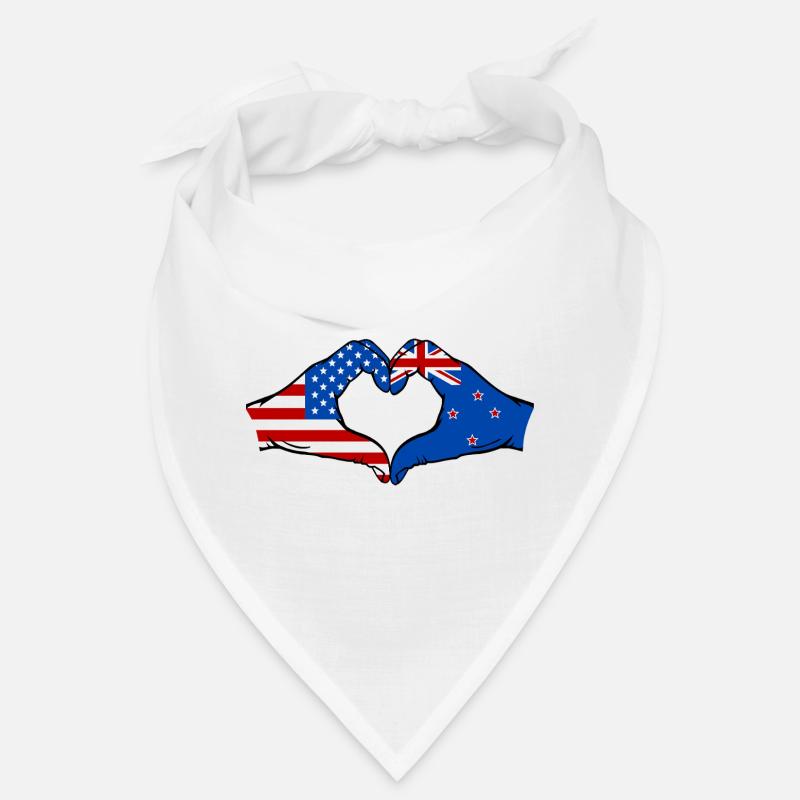 États-Unis, Nouvelle-Zélande, drapeau, main, forme de coeur Bandana