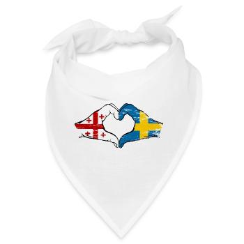 Georgien Schweden Flagge Haende Herzform used - Bandana - Weiß - Vorne