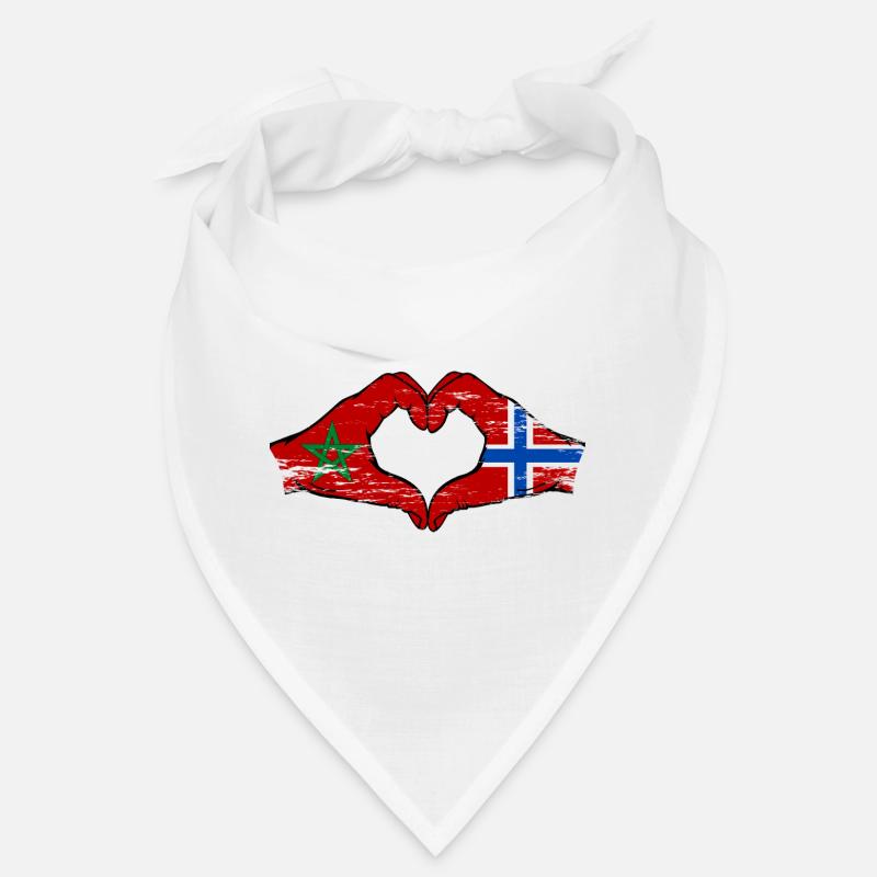 Maroc Norvège drapeau main coeur Utilisé Bandana