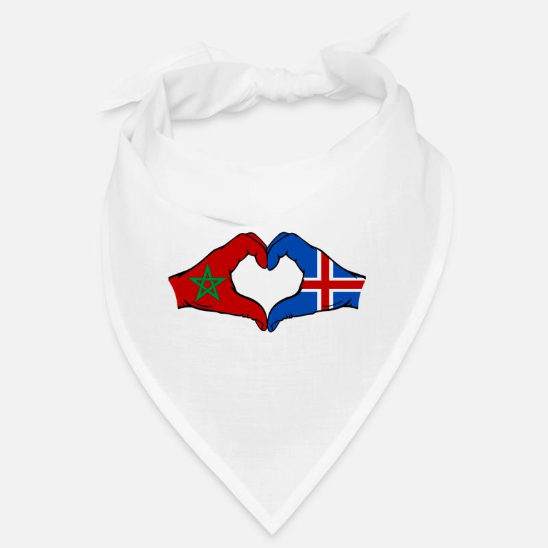 Maroc Islande Drapeau Mains Coeur Forme Bandana