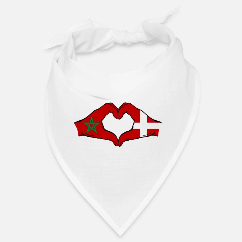 Morocco Denmark Flag Hand Heart Shape Bandana