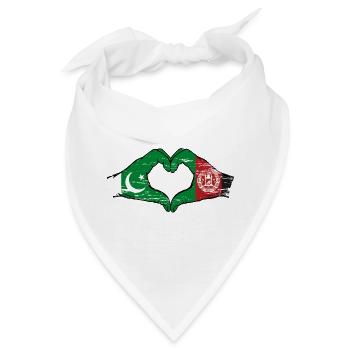 Pakistan Afghanistan Flagge Hände Herz - Bandana - Weiß - Vorne